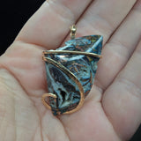81ct Aquadite - Rare Gem Silica with Native Copper Pendant in Yellow Gold Fill