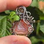 Swazi Rose Agate Pumpkin Pendant - Sterling Silver 14kt Gold Fill Czech Glass