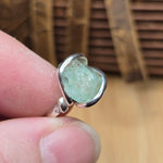 Seafoam Green Aquamarine Ring sz 5.5 – Sterling Silver Natural Crystal