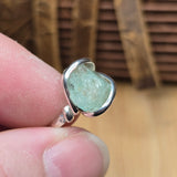 Seafoam Green Aquamarine Ring sz 5.5 – Sterling Silver Natural Crystal