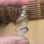 Golden Tube + Moss Carnelian Agate Pendant – Sterling Silver