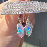 Faceted Rainbow Aurora Opal Earrings In Sterling Silver
