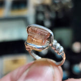 Rough Watermelon Tourmaline Crystal Ring in Sterling Silver Ring Sz 7