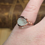 Aquamarine Crystal Ring sz 9 – Raw Termination in Forged Copper