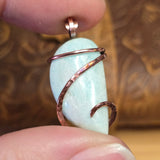 Light Blue Amazonite Pendant - Copper Wrapped Stone Jewelry