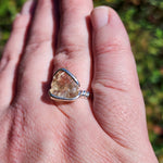 Raw Light Pink Oregon Sunstone Ring Size sz 11.5 - Sterling Silver