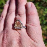 Raw Light Pink Oregon Sunstone Ring Size sz 11.5 - Sterling Silver