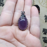 Huge Purple Chalcedony Agate Pendant in Sterling Silver