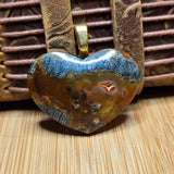 Carnelian Marcasite Heart Pendant - Gold Tone Bail