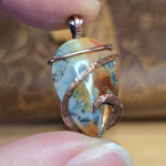 Flaming Common Opal Pendant Marcasite Inclusions - Copper Wrapped