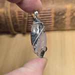 Lavender Moss Agate Pendant – Black Inclusions in Sterling Silver