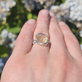 Raw Oregon Sunstone Ring sz 8 - Sterling Silver