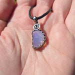UV-Reactive Lavender Moon Quartz Pendant – 7ct Handmade in Antiqued Sterling Silver