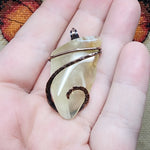 Translucent Petrified Wood Agate Pendant in Hammered Copper