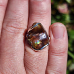 Aquas Calientes Fire Agate Ring sz 8 – Forged Embrace in Sterling Silver