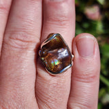 Aquas Calientes Fire Agate Ring sz 8 – Forged Embrace in Sterling Silver