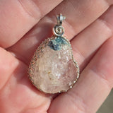 Quartz and Blue Tourmaline in Sterling Silver Pendant Necklace