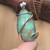 Vintage Turquoise Pendant – Sterling Spiral & Robin’s Egg Revival - Rock Your World 