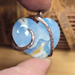 White Sky Plume Agate Heart Pendant – Recycled Copper