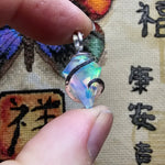 Faceted Rainbow Aurora Opal Pendant In Hammered Sterling Silver with 20 Inch Chain - Rock Your World 
