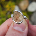 Raw Oregon Sunstone Ring sz 8 - Sterling Silver
