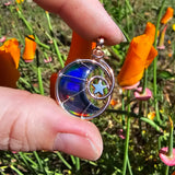 Moon and Stars Rainbow Aurora Opal Pendant In 14kt Rose Gold Fill and Sterling Silver
