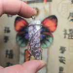 Rare Bright Purple Luna Agate Pendant in Silver – Mexican Orbicular Chalcedony