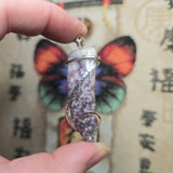 Rare Bright Purple Luna Agate Pendant in Silver – Mexican Orbicular Chalcedony