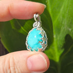 Turquoise Pendant Robin Egg Blue - Sterling Leaf Setting - Rock Your World 