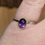 Grape Purple Amethyst Ring sz 9.5 - Hammered Sterling Silver