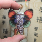 Rare Bright Purple Luna Agate Pendant in Silver – Mexican Orbicular Chalcedony