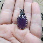 Huge Purple Chalcedony Agate Pendant in Sterling Silver