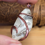 Crazy Lace Agate Pendant – Earthy Neutrals + Scenic Bands in Copper