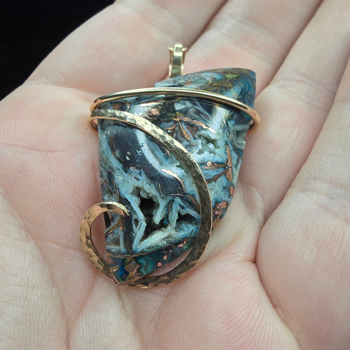 81ct Native Copper in Chalcedony Pendant | Rare 14kt Gold Fill ...