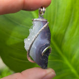 Purple Red Agate Crystal Pendant – Sterling Silver One-of-a-Kind
