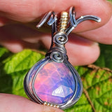 Aurora Opal Onion Pendant – Sterling Silver + 14kt Gold Fill