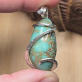 Vintage Turquoise Pendant – Sterling Spiral & Robin’s Egg Revival - Rock Your World 