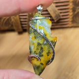 Marcasite in Yellow Agate Pendant – Sunlit Storm in Sterling Silver