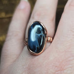 Pietersite Copper Ring sz Size 9.5 – Stormy Blue Fibrous Chatoyance