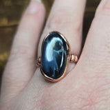 Pietersite Copper Ring sz Size 9.5 – Stormy Blue Fibrous Chatoyance