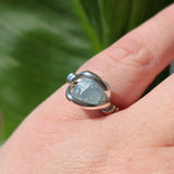 Raw Baby Blue Mt Antero Aquamarine Crystal Ring Sterling Silver Sz 7