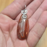 Carnelian Agate Pendant in Sterling Silver