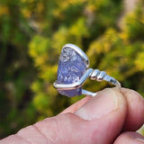 Raw Iolite Crystal Ring sz 6.5 Sterling Silver – Blue to Grey Pleochroic Shift