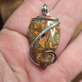 Marcasite Agate Pendant – Fire Vein with Crystal Cave in Sterling Silver