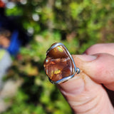 Aquas Calientes Fire Agate Ring sz 8 – Forged Embrace in Sterling Silver