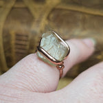Raw Oregon Sunstone Crystal Ring Sz 6.5 in Copper