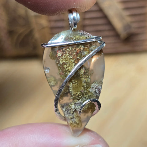 Water Clear Moss Agate Pendant – Forest Beneath Glass in Sterling Silver