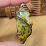 Marcasite in Yellow Agate Pendant – Sunlit Storm in Sterling Silver