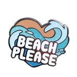 Beach Please Ocean Wave Heart Enamel Pin