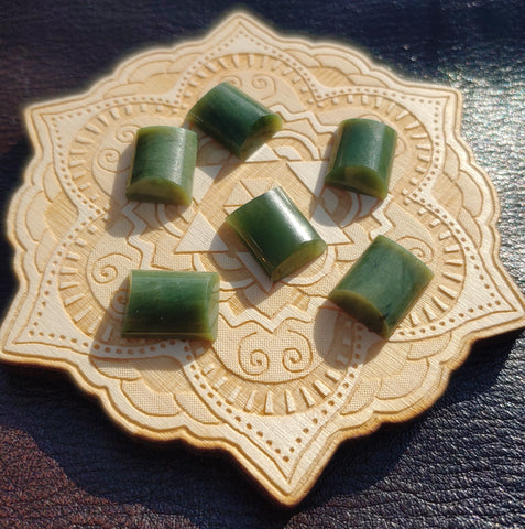 Rounded Domed Rectangle Green Nephrite Jade Cabochon